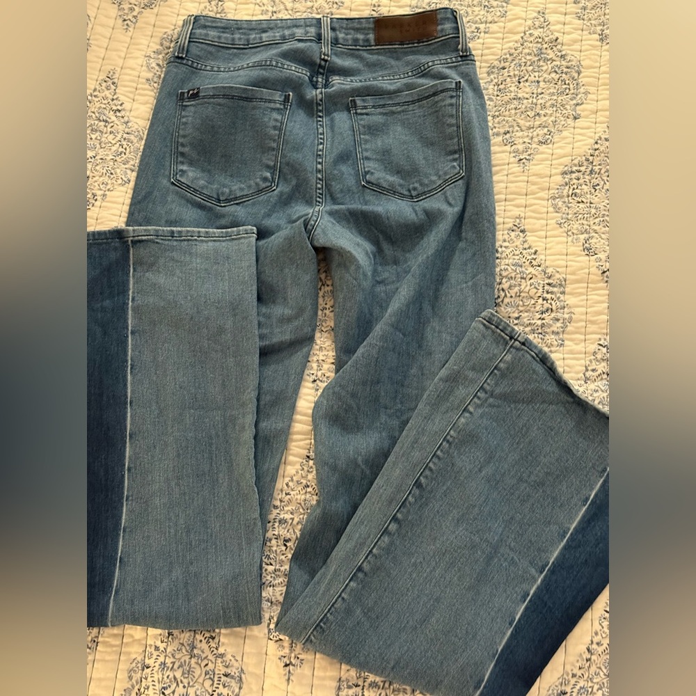 PARKER SMITH Classic Blue Two-tone Flare Jeans - Picture 3 of 5